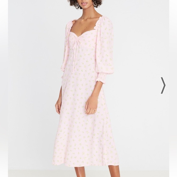 Faithfull The Brand Mathilde Midi Sun Dress | Floral Print | Size 6 | Pink - Picture 3 of 12